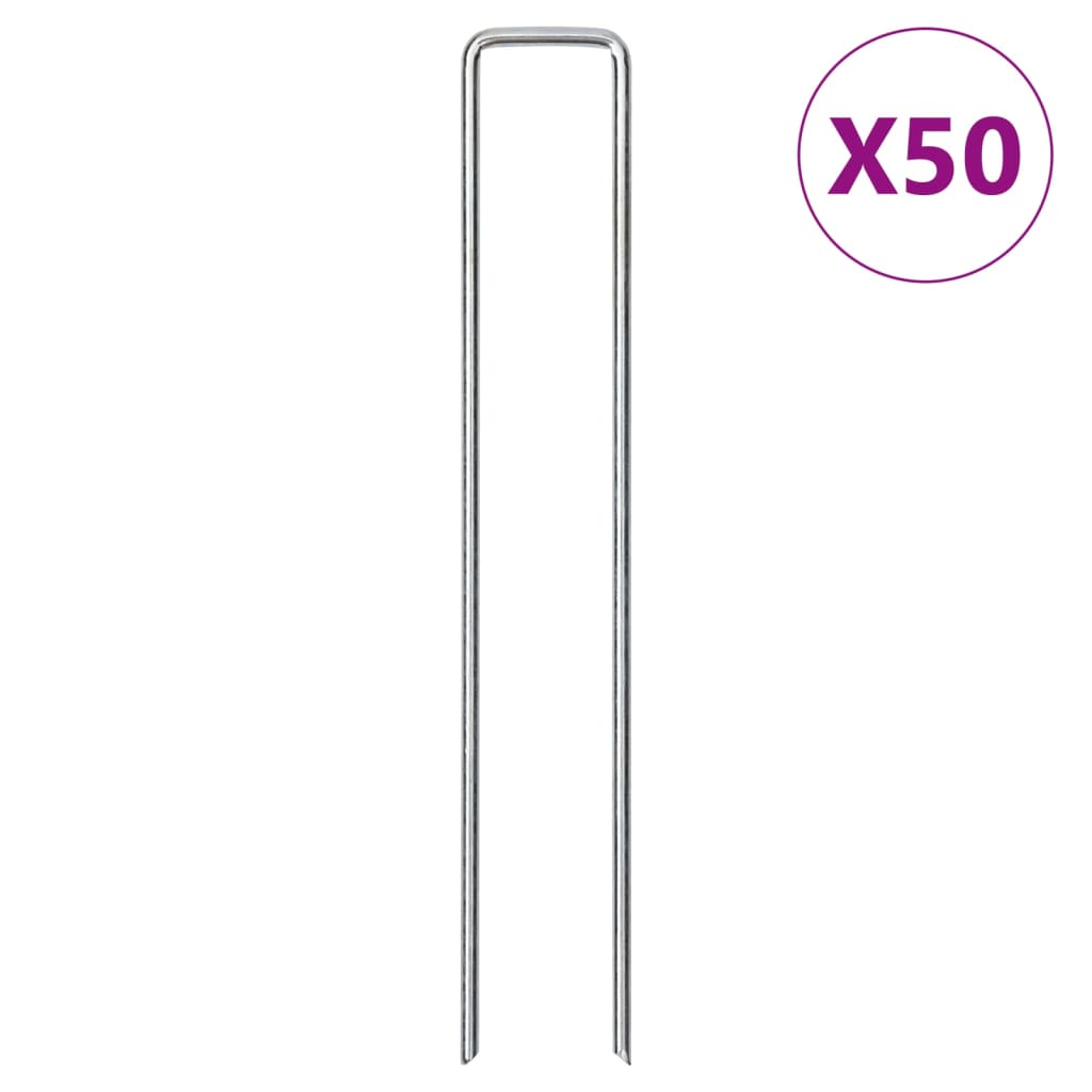 Vidaxl grondharingen 50 st u-vormig 20x4 cm gegalvaniseerd staal