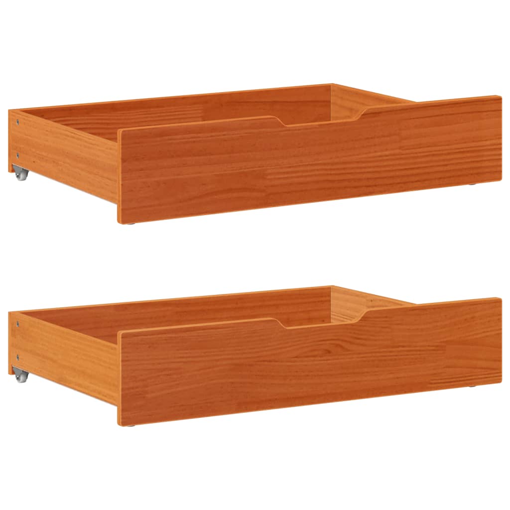 Vidaxl bedlades 2 st 80x55x17 massief grenenhout wasbruin