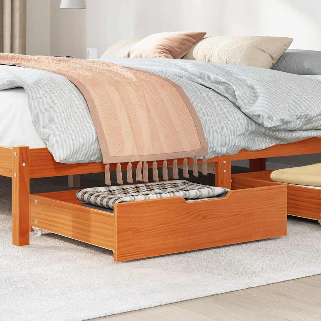 Vidaxl bedlades 2 st 75x55x17 massief grenenhout wasbruin