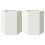 Vidaxl plantenbakken 2 st zeshoek 46x40x45 cm staal wit