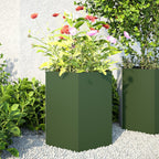 Vidaxl plantenbakken 2 st zeshoek 46x40x45 cm staal olijfgroen