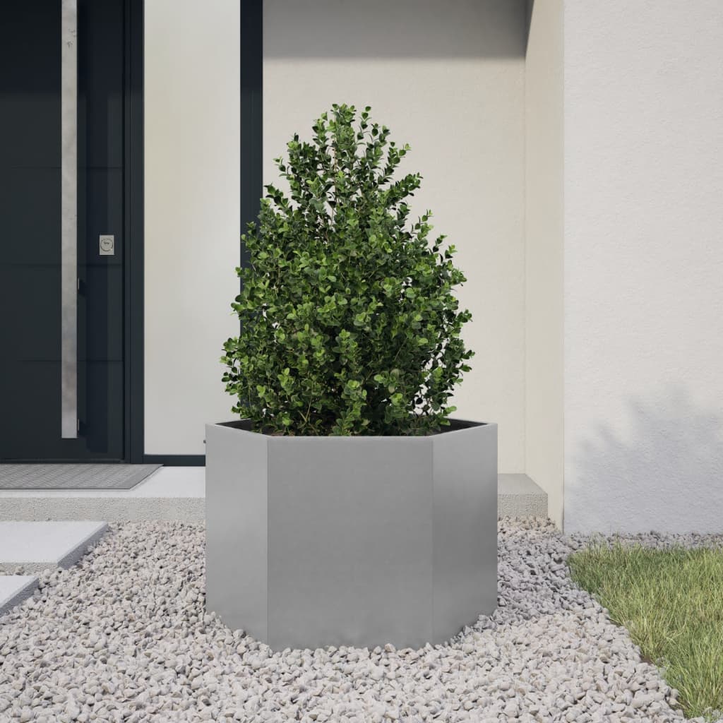 Vidaxl plantenbak zeshoek 69x60x45 cm gegalvaniseerd staal