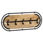 Vidaxl wandkapstok met 5 haken massief ruw mangohout