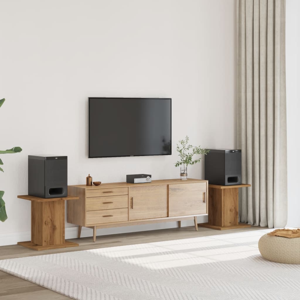 Vidaxl speakerstandaards 2 st 30x30x40 cm hout artisanaal eikenkleurig