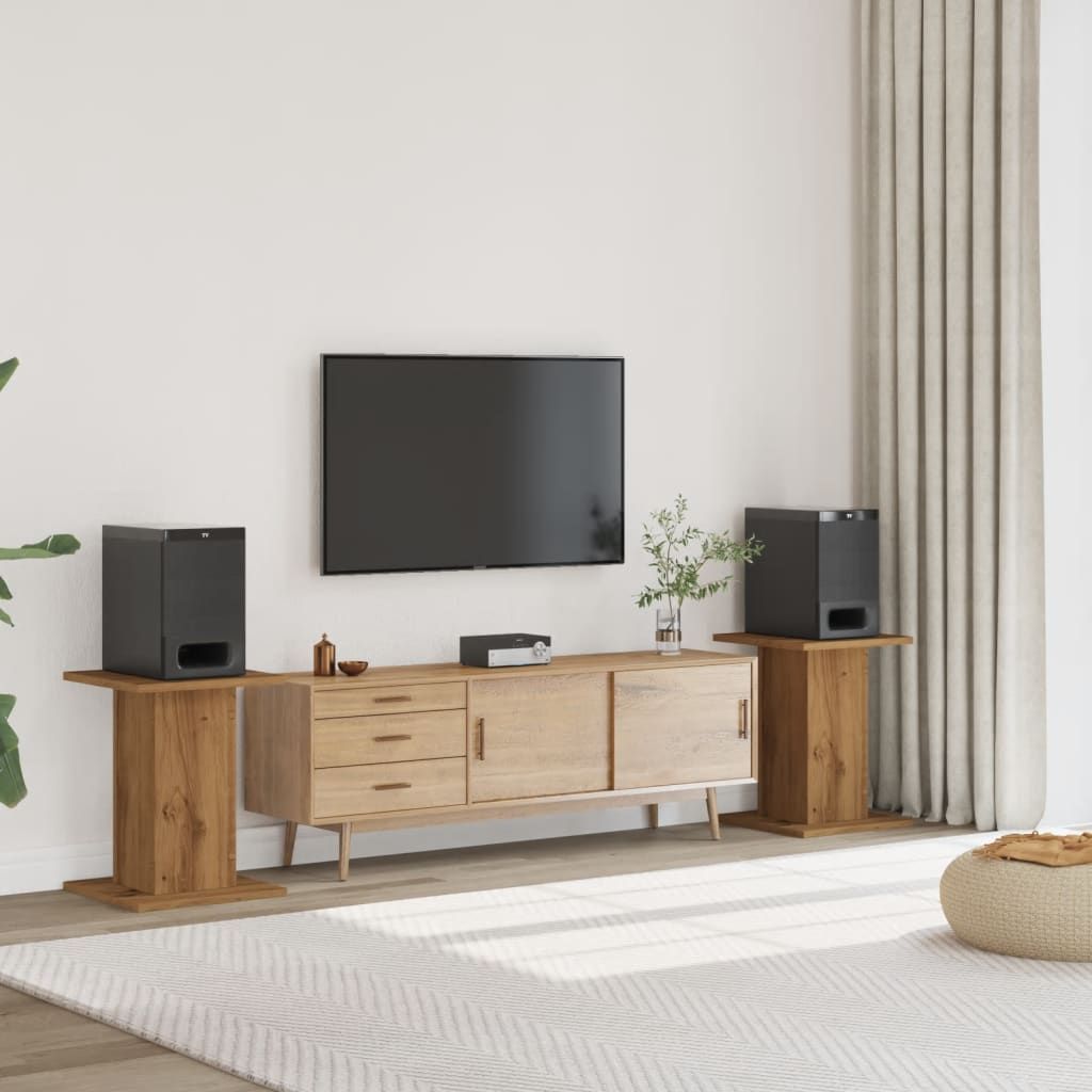Vidaxl speakerstandaards 2 st 30x30x60 cm hout artisanaal eikenkleurig