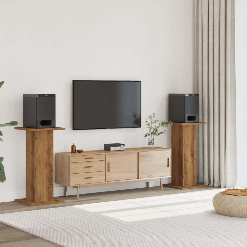 Vidaxl speakerstandaards 2 st 30x30x80 cm hout artisanaal eikenkleurig