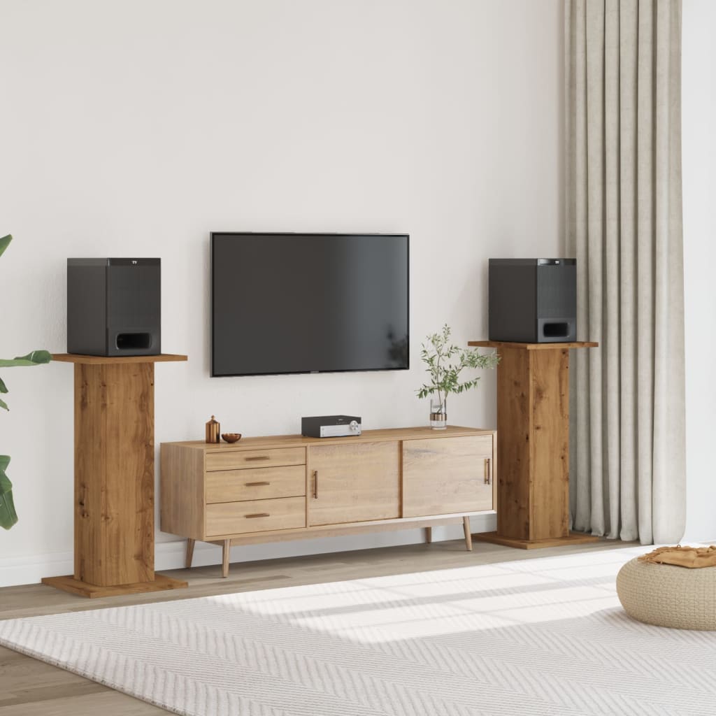 Vidaxl speakerstandaards 2 st 30x30x95 cm hout artisanaal eikenkleurig