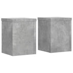 Vidaxl plantenstandaards 2 st 15x15x20 cm bewerkt hout betongrijs