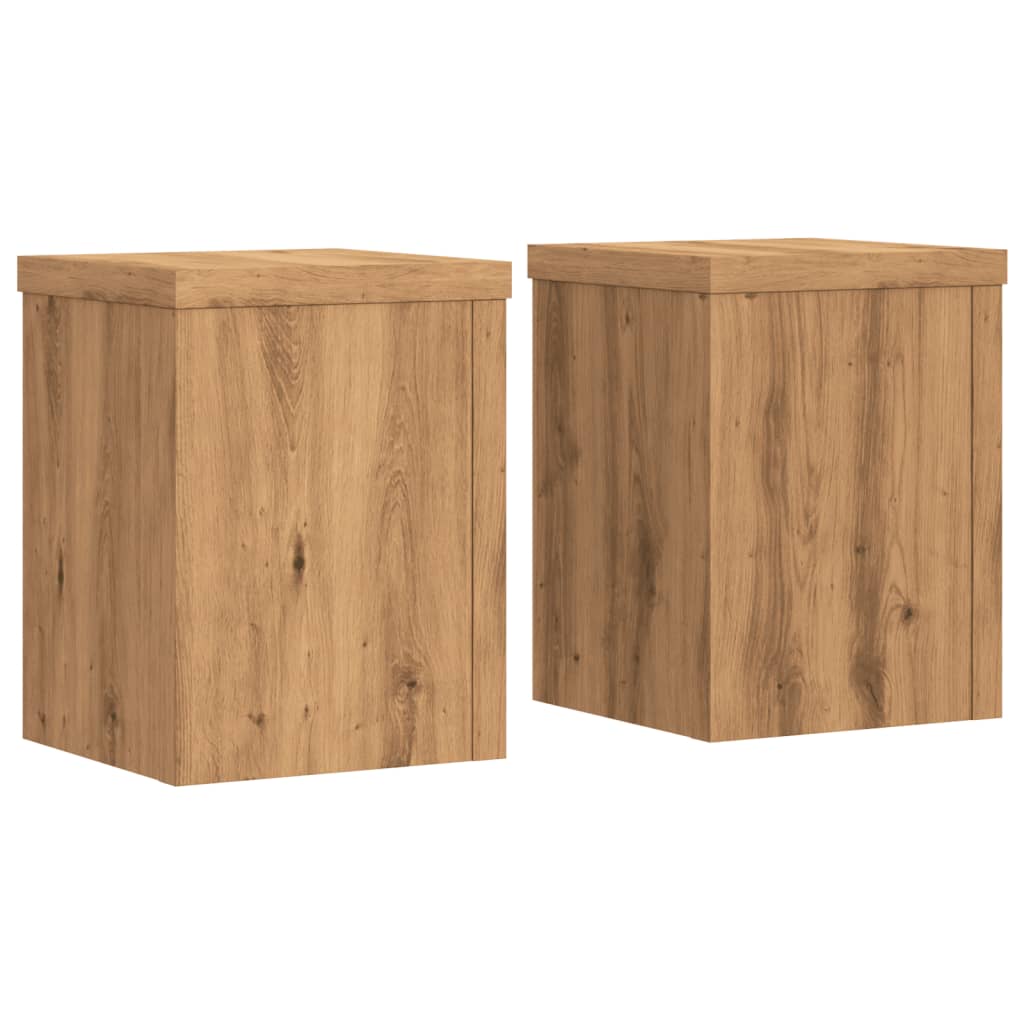 Vidaxl plantenstandaards 2 st 15x15x20 cm hout artisanaal eiken