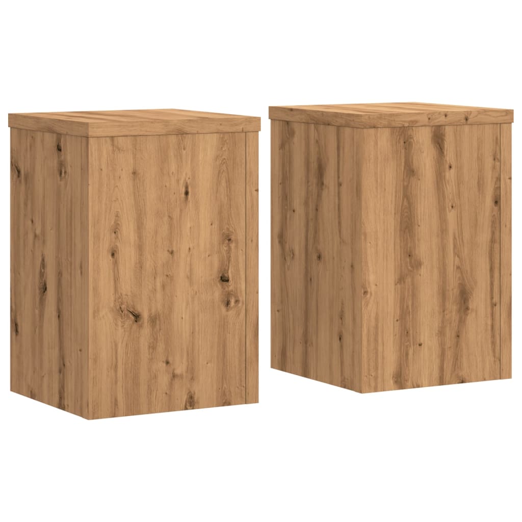 Vidaxl plantenstandaards 2 st 25x25x35 cm hout artisanaal eiken
