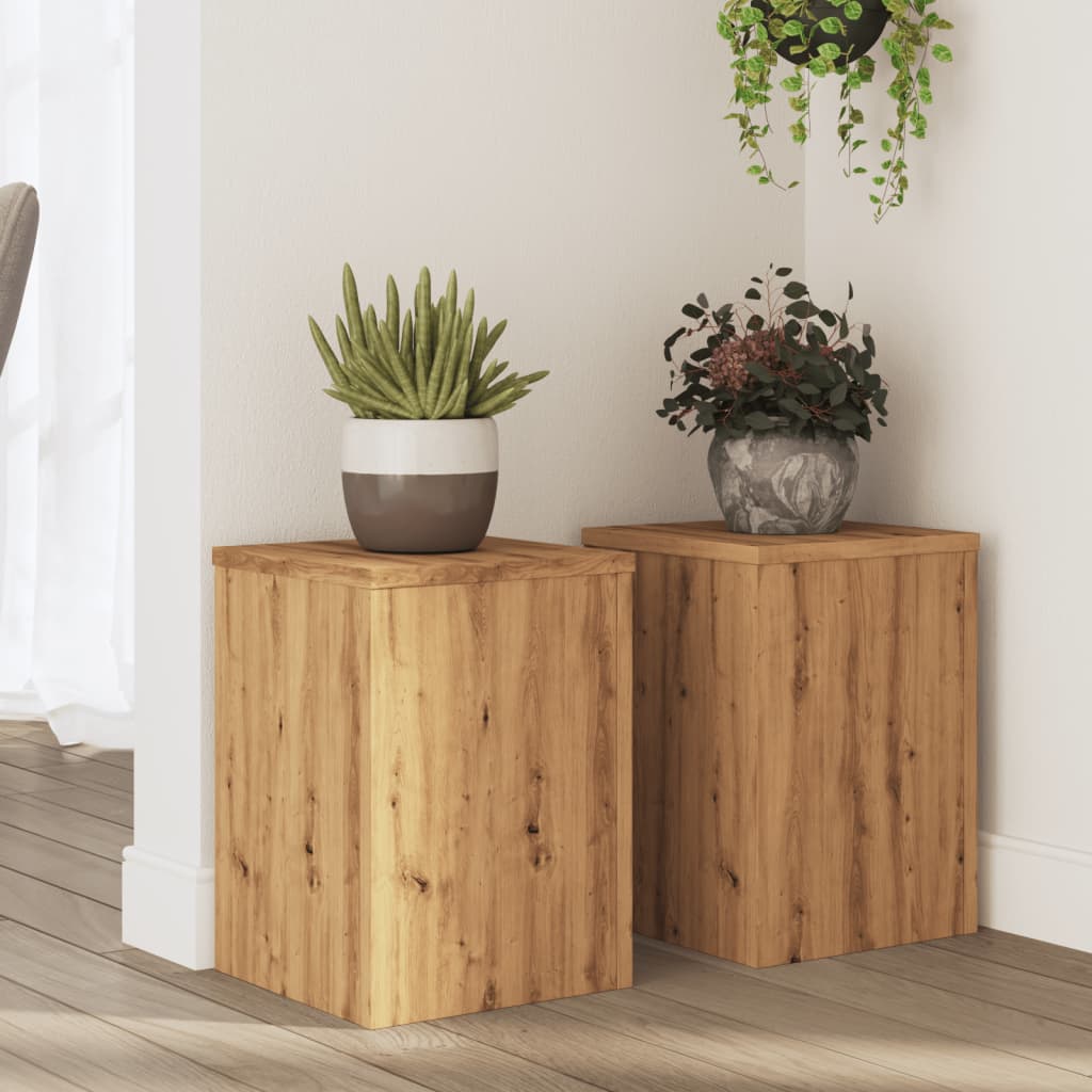 Vidaxl plantenstandaards 2 st 25x25x35 cm hout artisanaal eiken