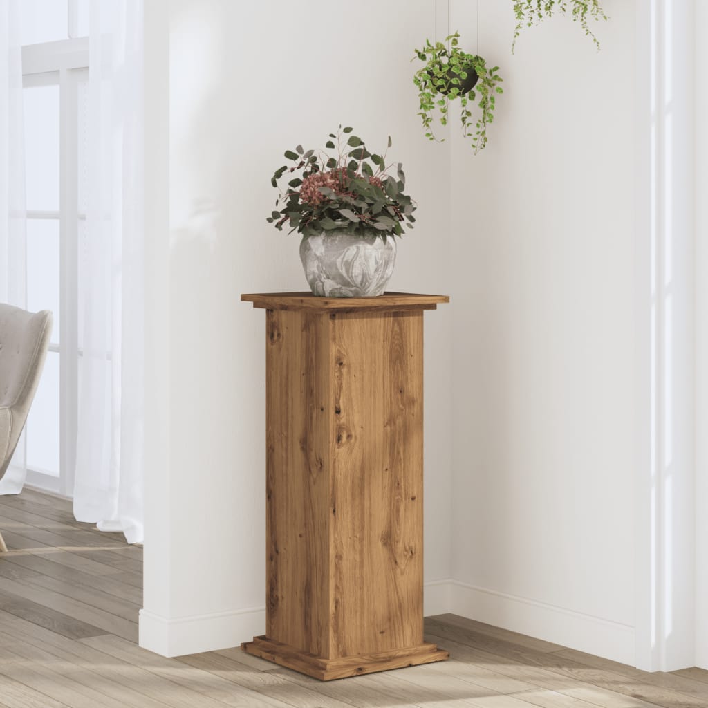 Vidaxl plantenstandaard 33x33x80 cm bewerkt hout artisanaal eikenkleur