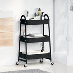 Vidaxl opbergtrolley 3-laags 42x41,5x77 cm staal zwart