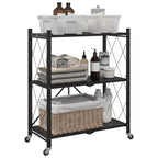 Vidaxl opbergplank op wielen zwart 71x34x88 cm staal