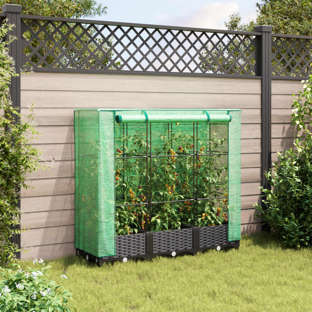 Vidaxl verhoogde plantenbak met kashoes rotanlook 120x40x123 cm