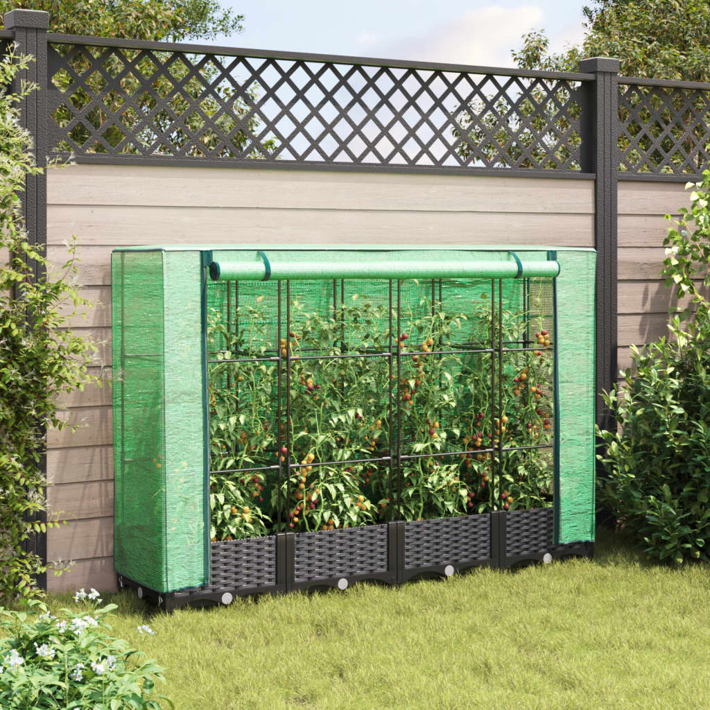 Vidaxl verhoogde plantenbak met kashoes rotanlook 160x40x123 cm