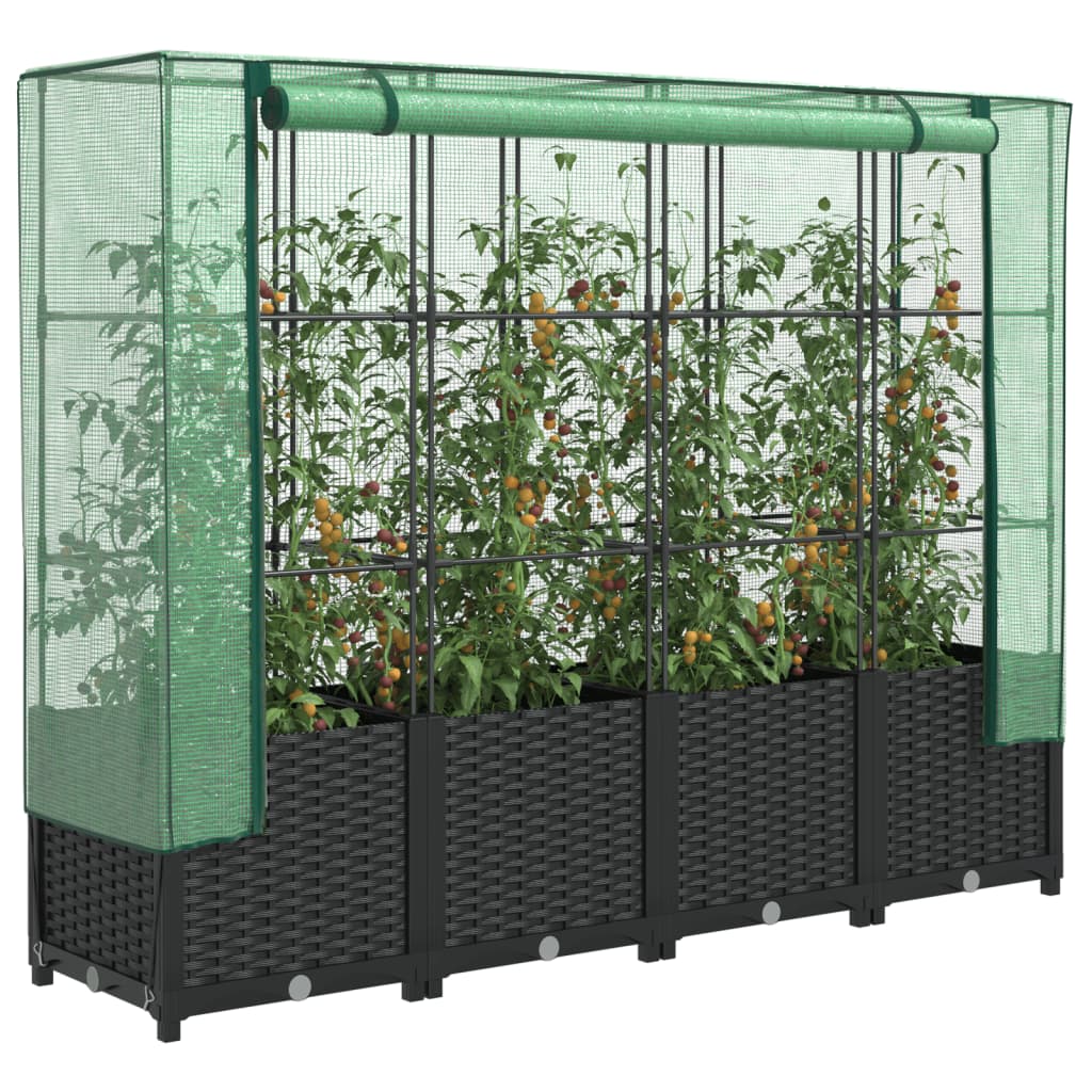 Vidaxl verhoogde plantenbak met kashoes rotanlook 160x40x138 cm