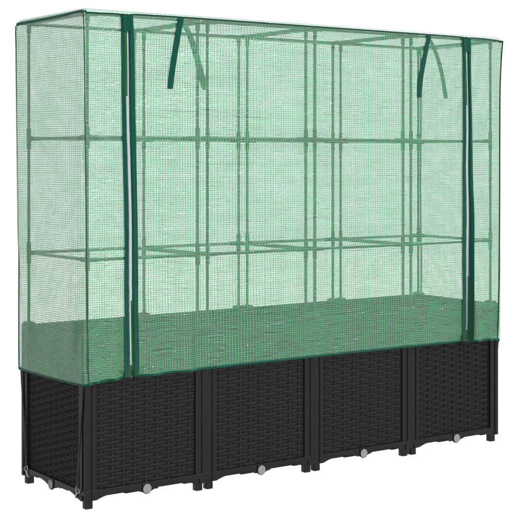 Vidaxl verhoogde plantenbak met kashoes rotanlook 160x40x153 cm