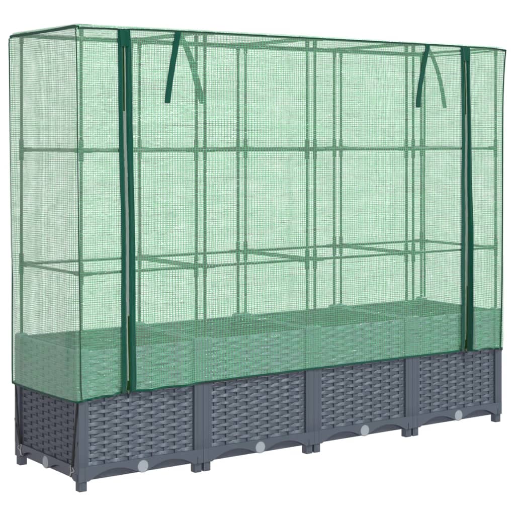 Vidaxl verhoogde plantenbak met kashoes rotanlook 160x40x138 cm