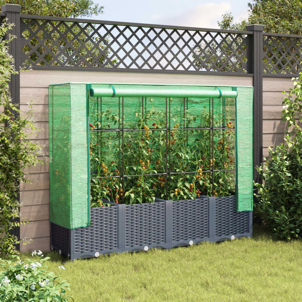 Vidaxl verhoogde plantenbak met kashoes rotanlook 160x40x138 cm