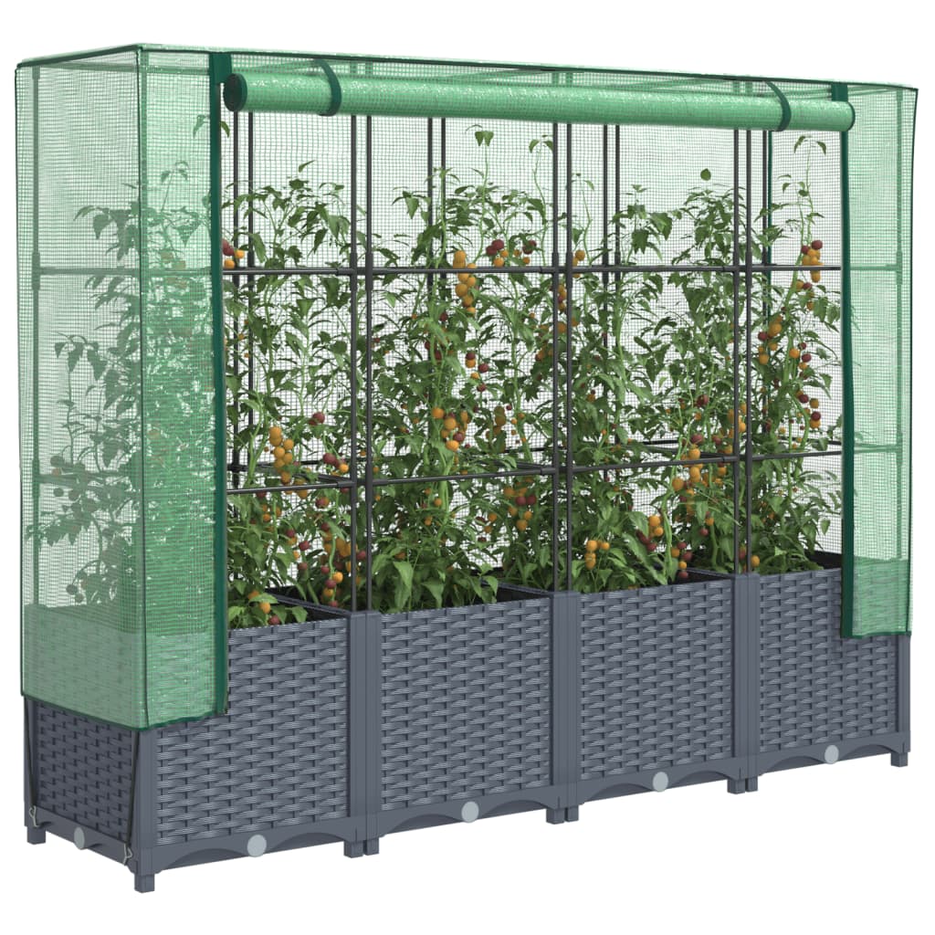 Vidaxl verhoogde plantenbak met kashoes rotanlook 160x40x138 cm