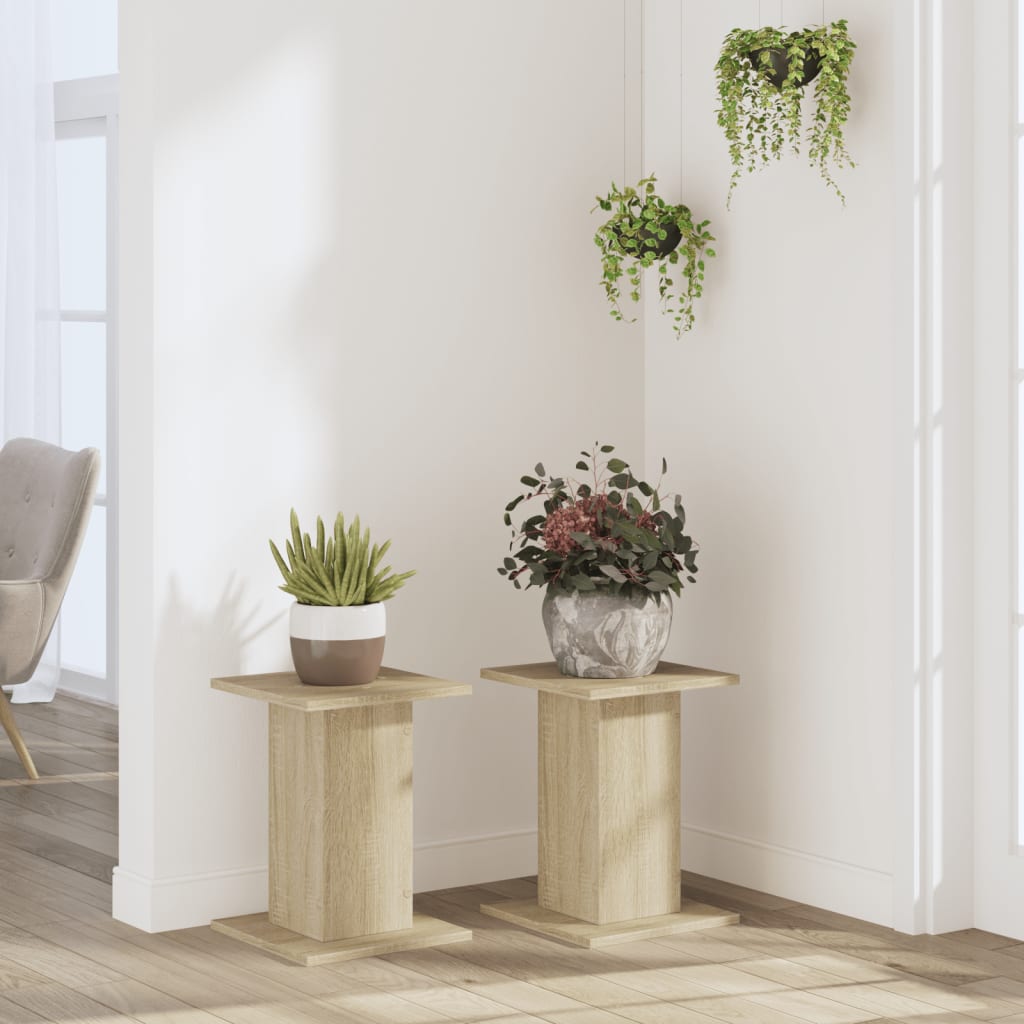 Vidaxl plantenstandaards 2 st 30x30x40 cm bewerkt hout sonoma eiken