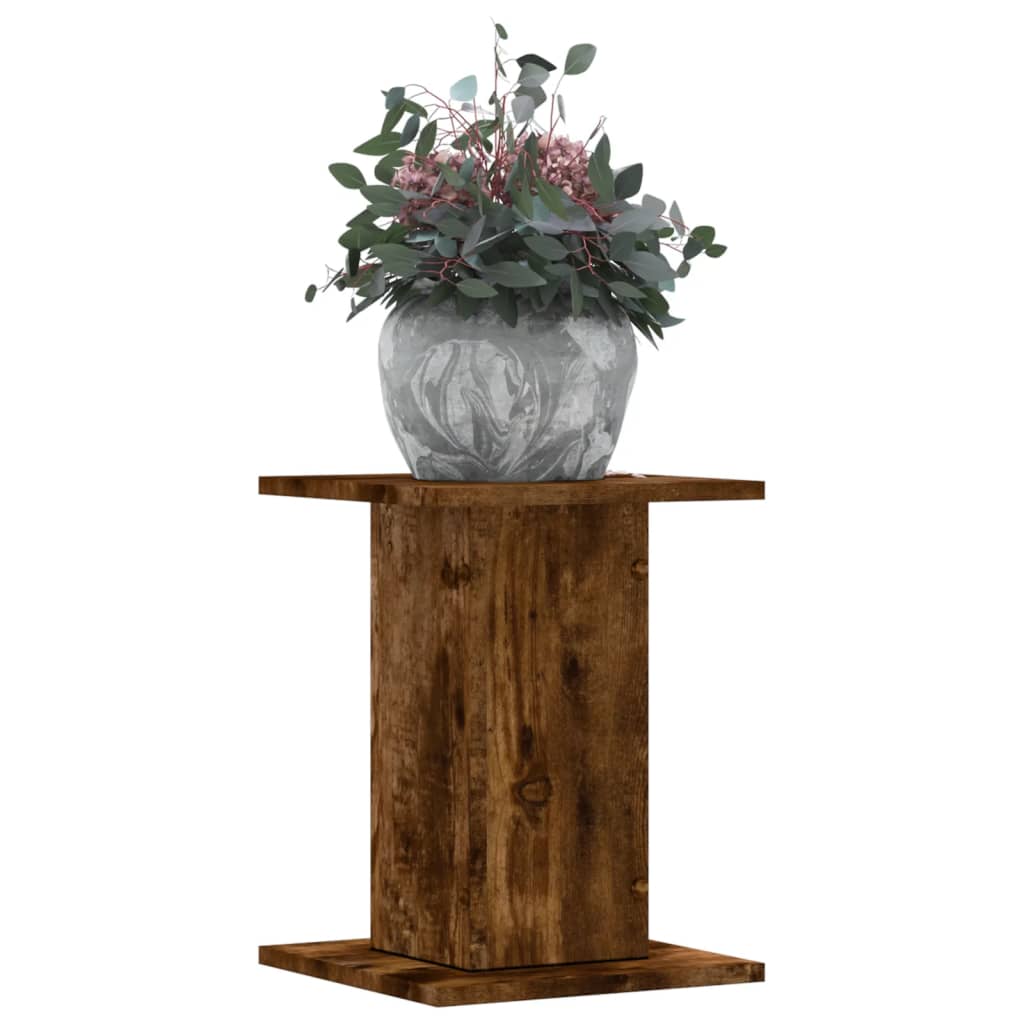 Vidaxl plantenstandaards 2 st 30x30x40 cm bewerkt hout gerookt eiken