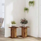 Vidaxl plantenstandaards 2 st 30x30x40 cm bewerkt hout oud houtkleurig