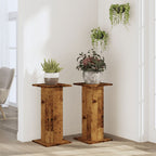 Vidaxl plantenstandaards 2 st 30x30x60 cm bewerkt hout oud houtkleurig