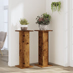Vidaxl plantenstandaards 2 st 30x30x80 cm bewerkt hout oud houtkleurig