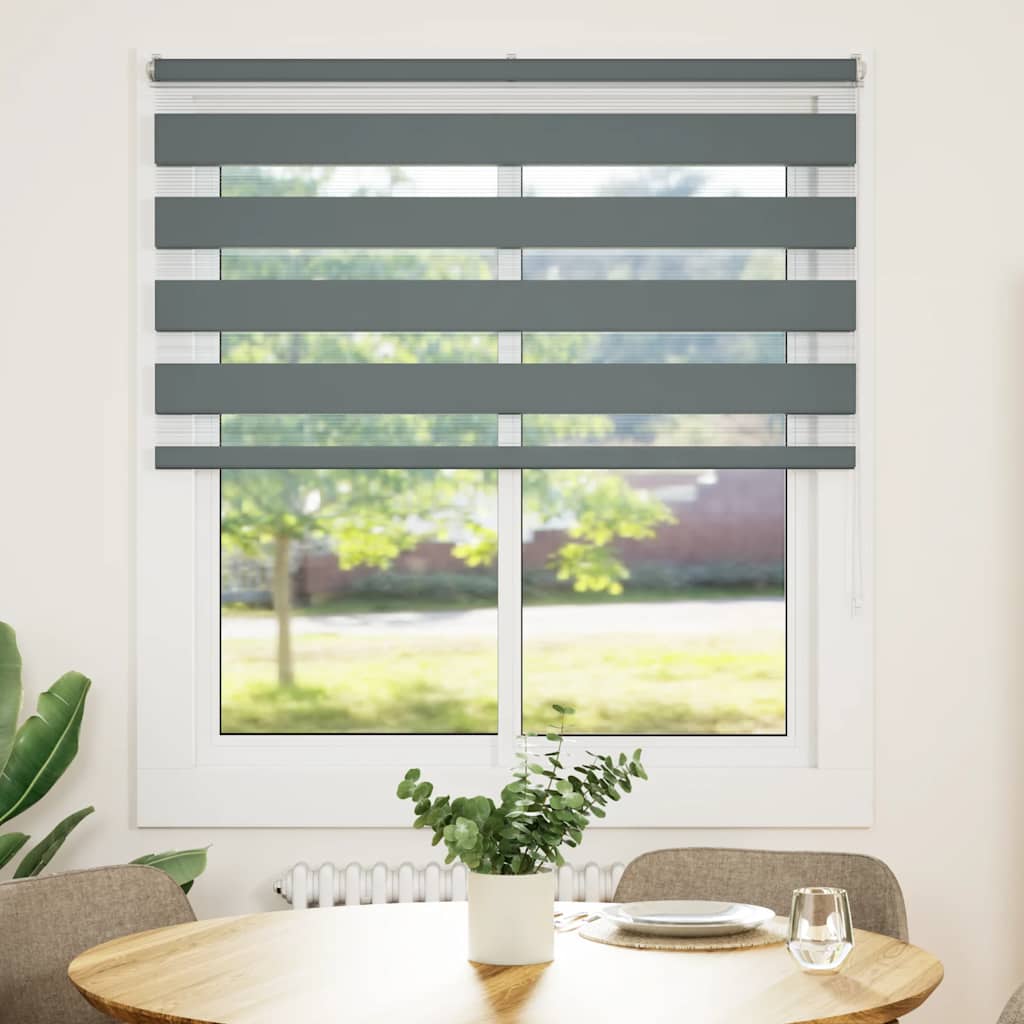 Vidaxl zebra rolgordijn 125x150 cm stofbreedte 120,9 cm donkergrijs