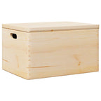 Vidaxl houten kist met deksel handvatten 40x30x23cm massief grenenhout