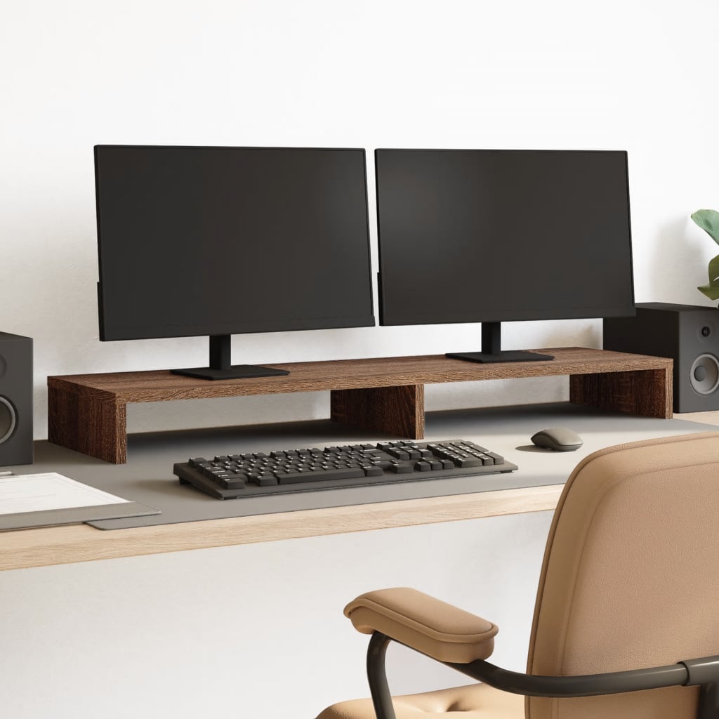 Vidaxl monitorstandaard 100x27x10 cm bewerkt hout bruin eikenkleurig