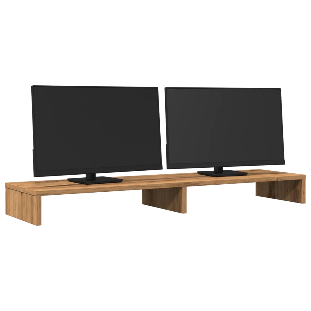 Vidaxl monitorstandaard 100x27x10 cm bewerkt hout artisanaal eiken