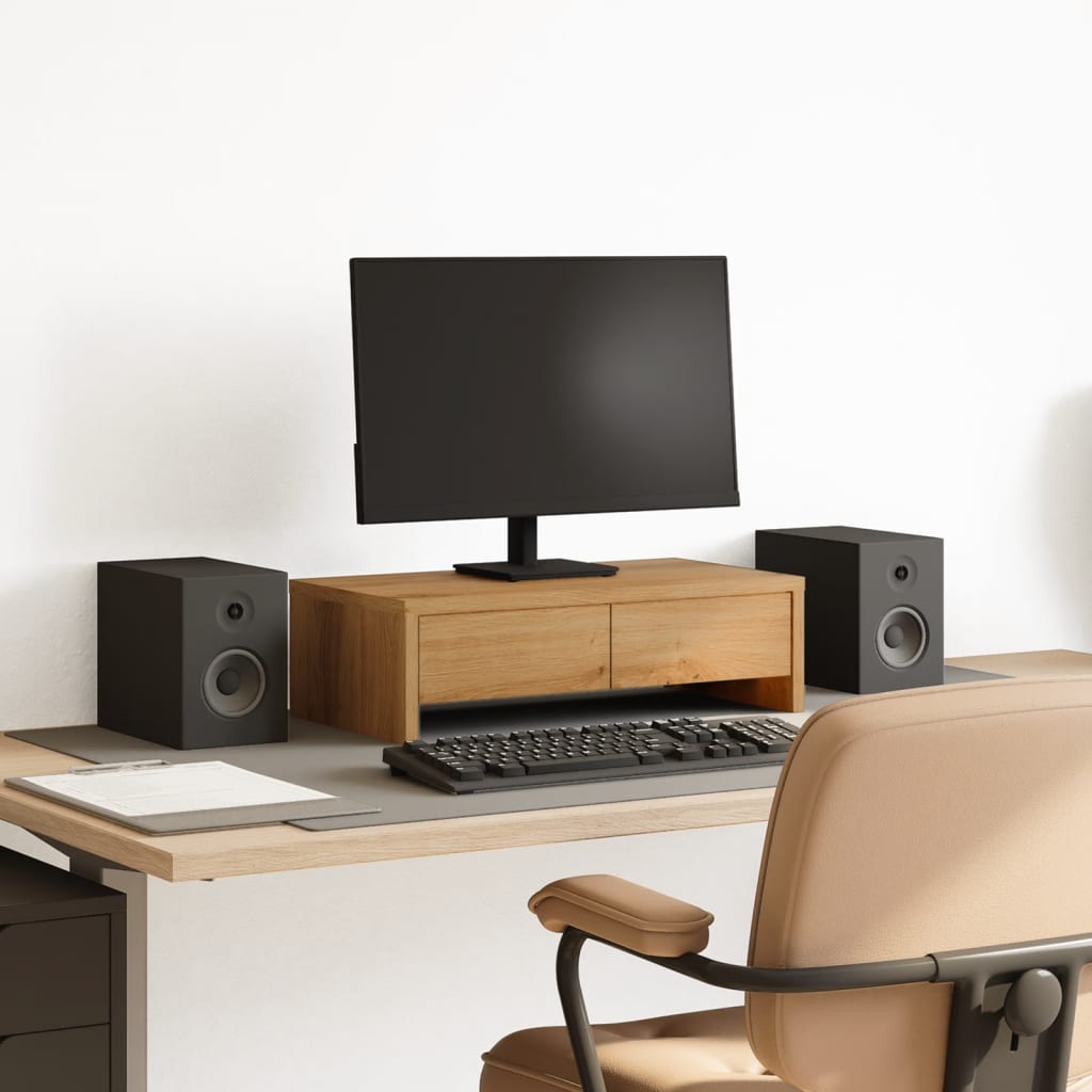 Vidaxl monitorstandaard met lades 50x27x15 cm hout artisanaal eiken