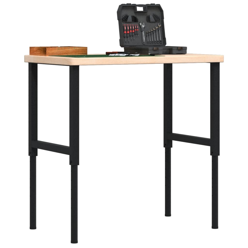 Vidaxl werkbank rechthoekig 100x60x(73-99,5) cm massief eikenhout