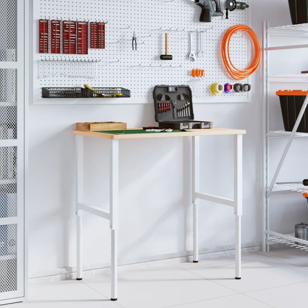 Vidaxl werkbank rechthoekig 100x60x(71,5-98) cm massief eikenhout