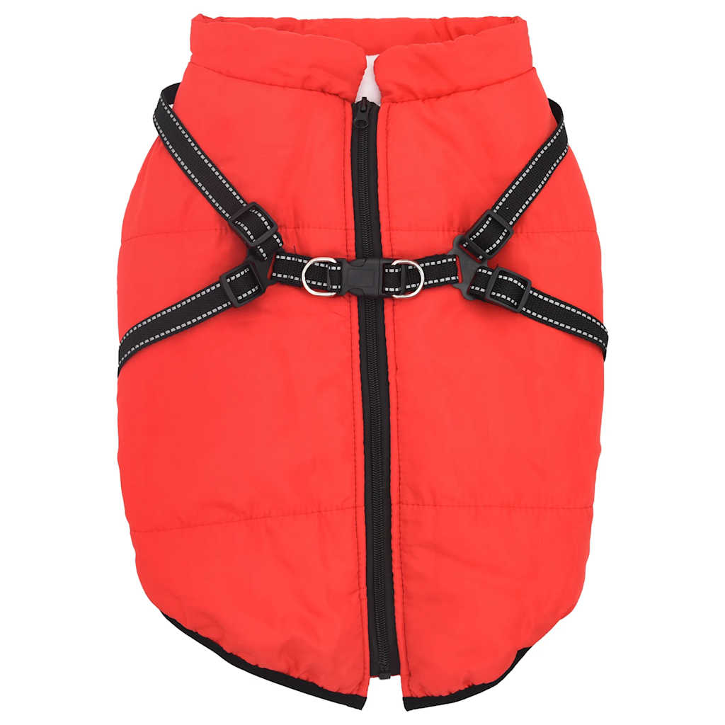 Vidaxl hondenjas met harnas waterdicht reflecterend rood l44