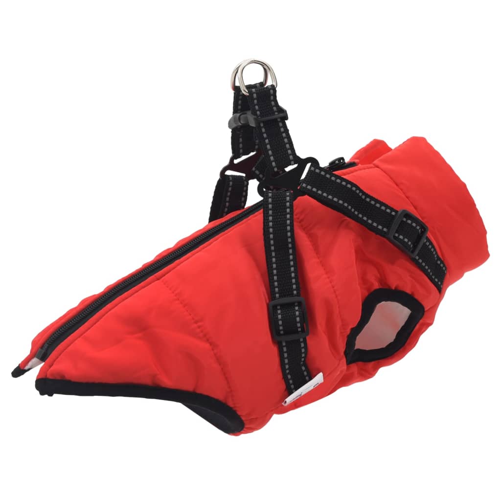 Vidaxl hondenjas met harnas waterdicht reflecterend rood l40