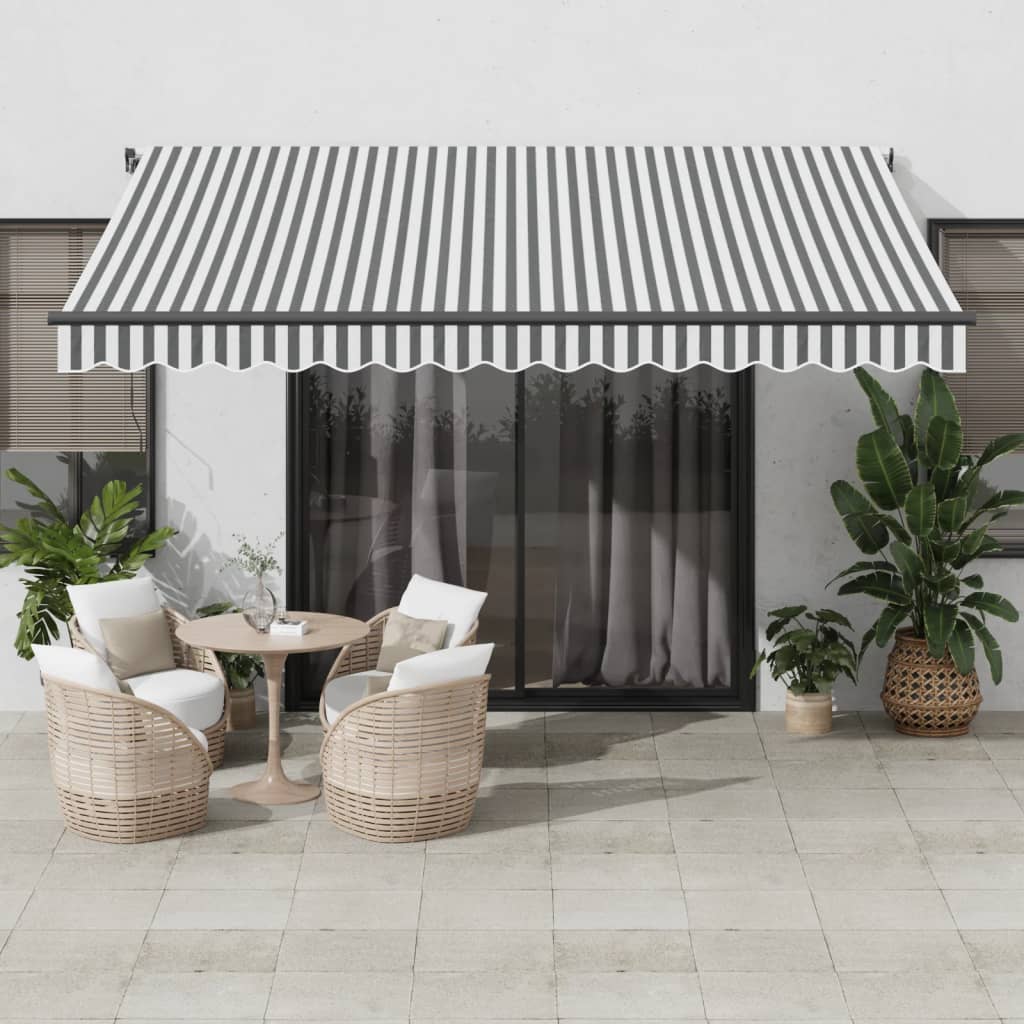 Vidaxl luifel handmatig uittrekbaar 400x300 cm antracietkleurig en wit