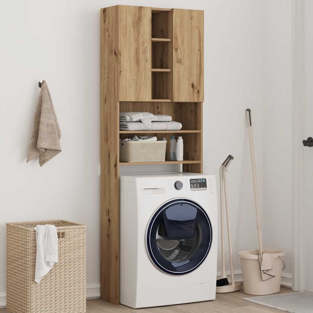 Vidaxl wasmachinekast 64x25,5x190 cm artisanaal eikenkleur
