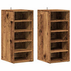 Vidaxl schoenenkasten 2 st 32x35x70 cm bewerkt hout oud houtkleurig