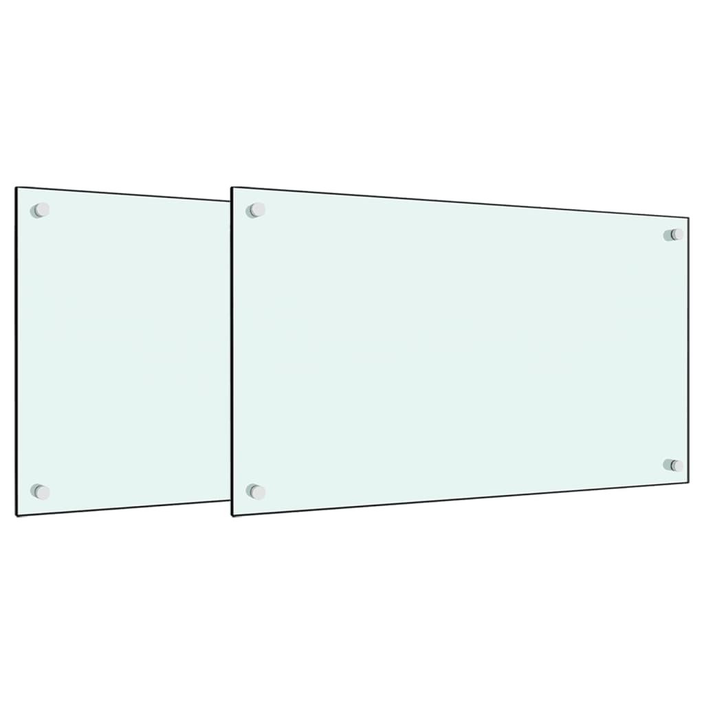 Vidaxl spatschermen keuken 2 st 70x60 cm gehard glas wit