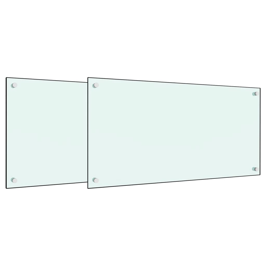 Vidaxl spatschermen keuken 2 st 80x50 cm gehard glas wit