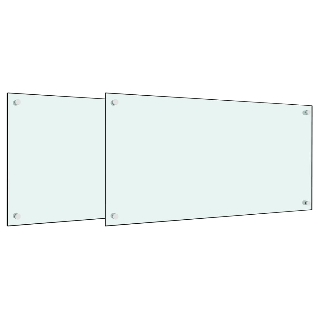 Vidaxl spatschermen keuken 2 st 80x60 cm gehard glas wit