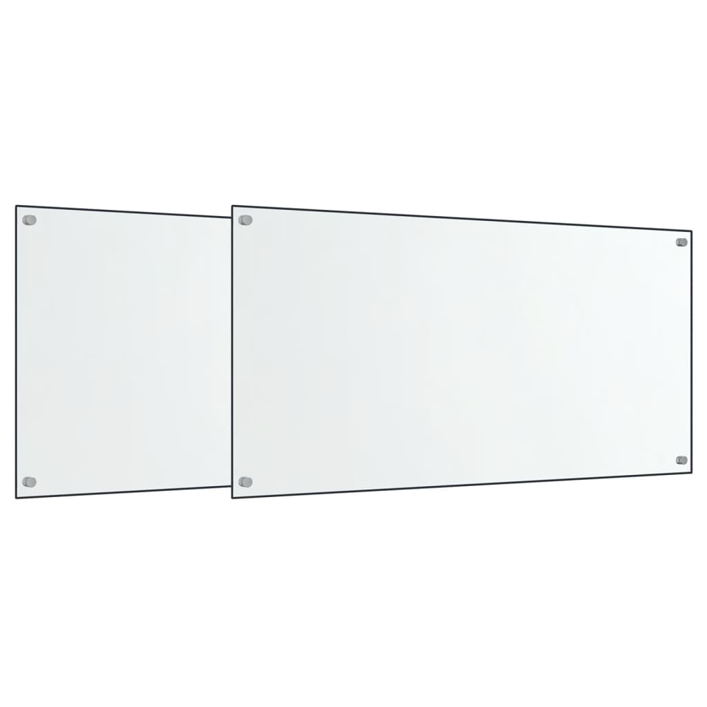 Vidaxl spatschermen keuken 2 st 80x50 cm gehard glas transparant