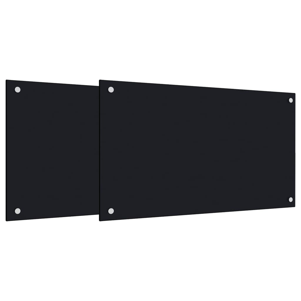 Vidaxl spatschermen keuken 2 st 70x40 cm gehard glas zwart