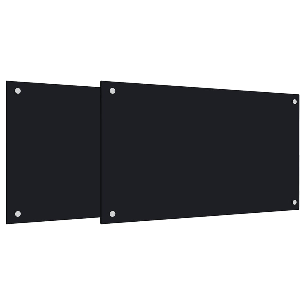 Vidaxl spatschermen keuken 2 st 70x50 cm gehard glas zwart