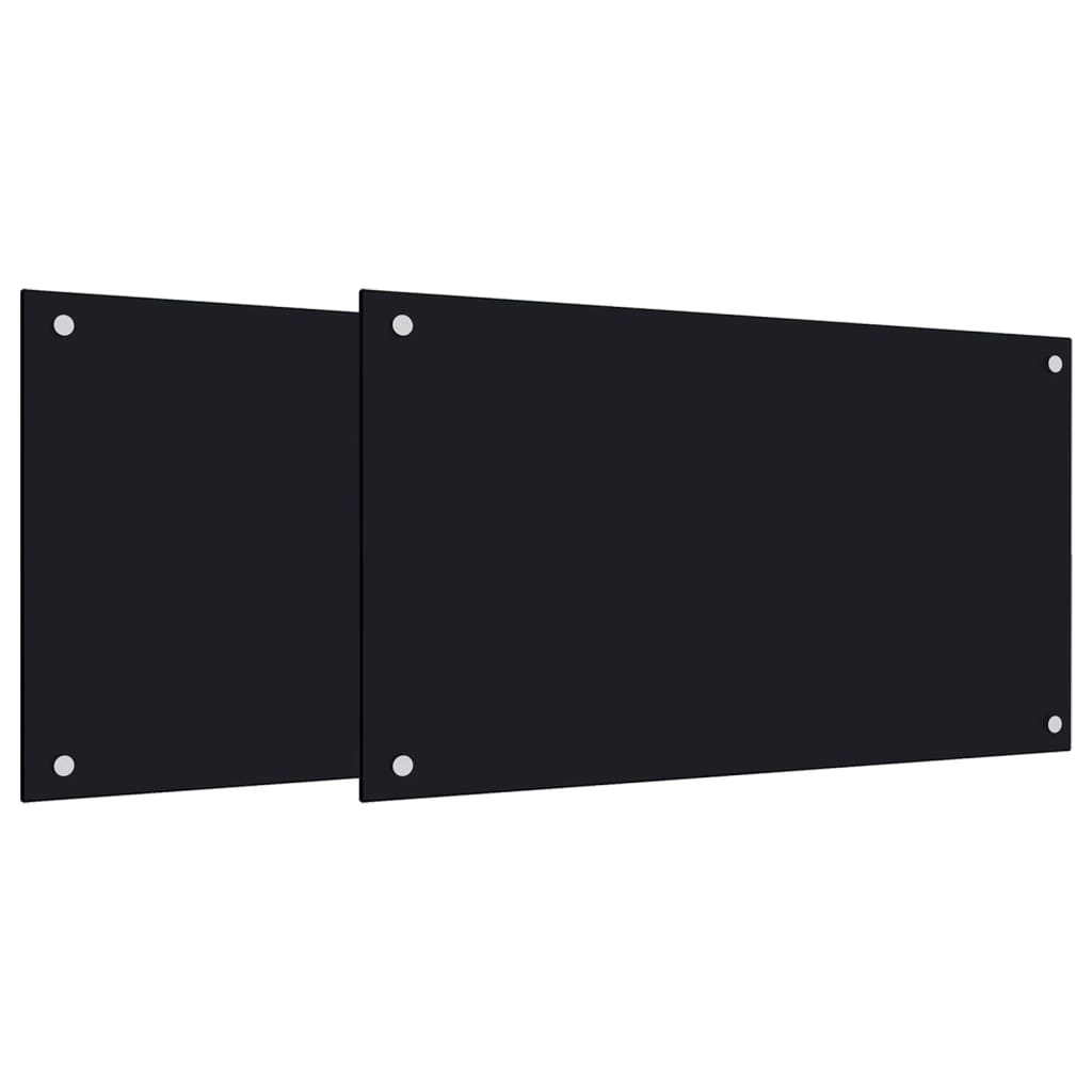 Vidaxl spatschermen keuken 2 st 70x60 cm gehard glas zwart