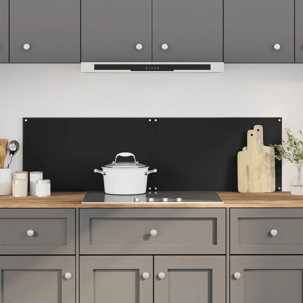 Vidaxl spatschermen keuken 2 st 70x60 cm gehard glas zwart